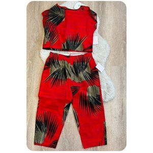 JULIE GIRL RED VINTAGE TWO PIECES SET | SLEEVELESS TOP AND ¾ TROUSER SET